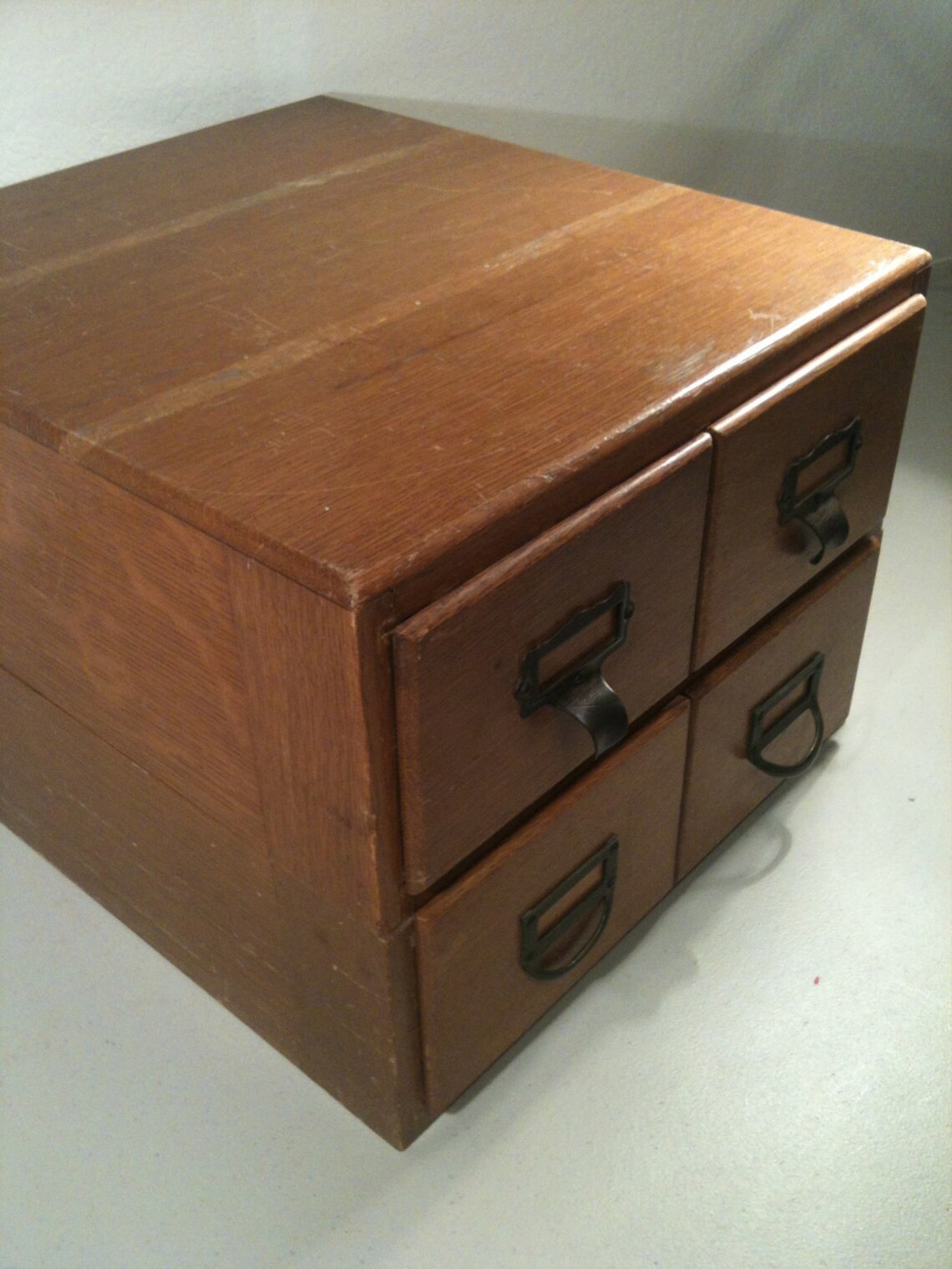 Library Index Card Catalog 4 Drawer Wood Box Vintage Office Etsy