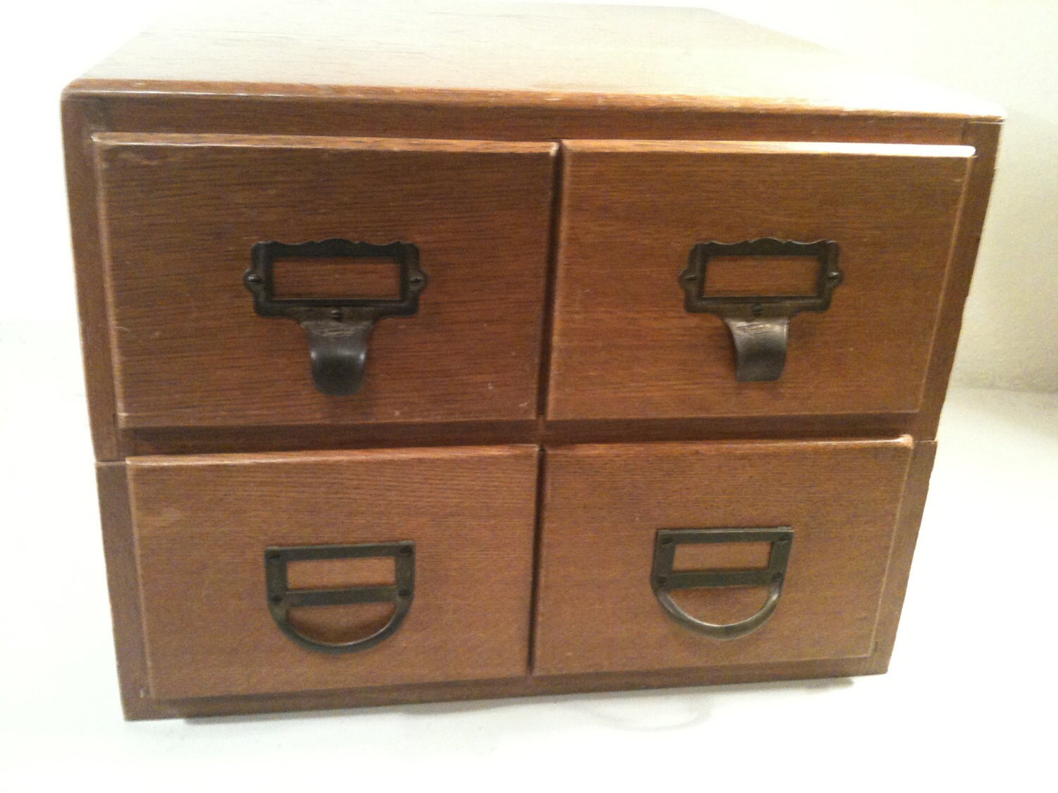 Library Index Card Catalog 4 Drawer Wood Box Vintage Office Etsy