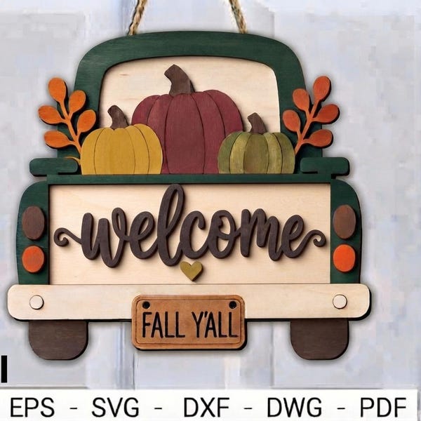 Layered Scarecrow Pumpkin Fall Door Hanger SVG (Digital Download)