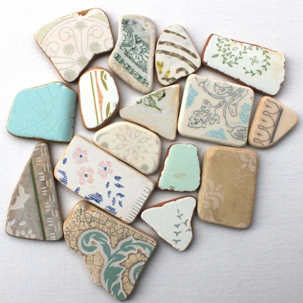 sea glass pottery genuine seaglass beach pottery white based craft and jewelry supplies beach home decor (81)