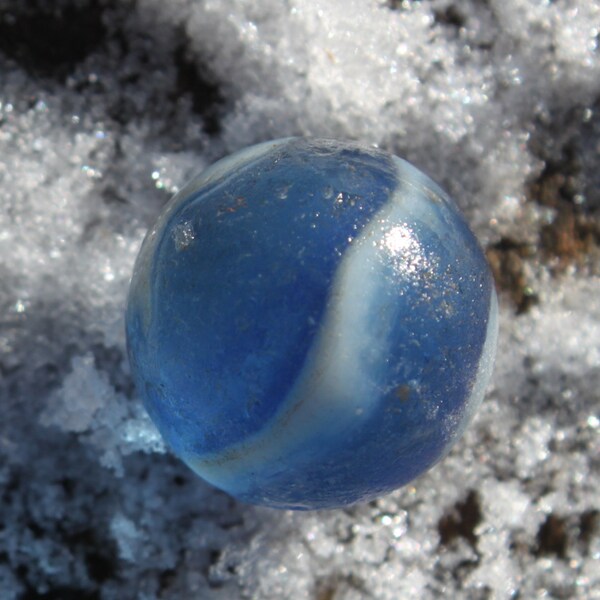 cobalt blue sea glass marble with white swirls  rare Scottish beach find art&craft jewelry supplies seaglass