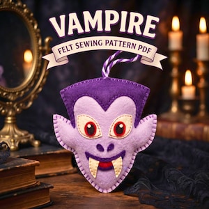 Vampire Sewing Pattern PDF  Felt Halloween Ornament Pattern, DIY Dracula Sewing Tutorial