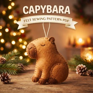 Capybara Felt Sewing Pattern PDF, Capybara Ornament DIY, Cute Animal Felt Craft, Hand Sewing Pattern