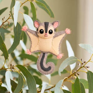 Sugar Glider Sewing Pattern PDF, Felt Animal Ornament, Australian Animal Pattern, Nursery Decor, Hand Sewing