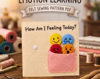 Emotion Learning Felt Busy Book Page Pattern, PDF Sewing Pattern, Emotions Snap Learning Page, Montessori Toddler Activity