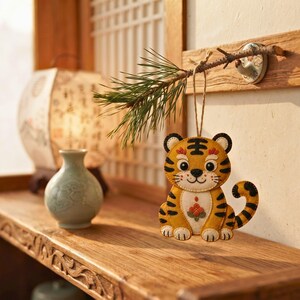 minhwa tiger, tiger sewing pattern, felt tiger pattern, korean tiger pdf, tiger ornament diy, felt tiger ornament, lunar new year diy, folk art tiger, tiger lover gift, korean folk decor, cute tiger plush, diy felt tiger, hojakdo tiger gift