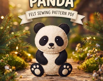 Felt Toy Pattern PDF, Panda Bear Ornament Sewing, DIY Plush Nursery Decor, Hand Stitched Beginner