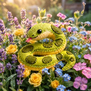 Felt Snake Sewing Pattern PDF, Python Ornament, Reptile Felt Pattern, Hand Sewing, Nursery Decor