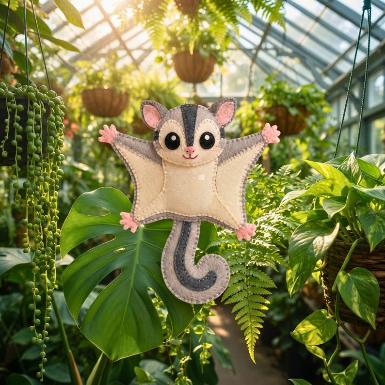 Sugar Glider Sewing Pattern PDF, Felt Animal Ornament, Australian Animal Pattern, Nursery Decor, Hand Sewing