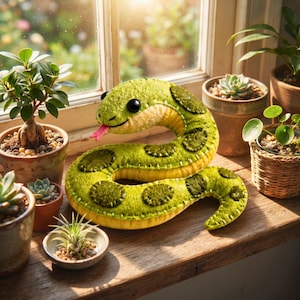 Felt Snake Sewing Pattern PDF, Python Ornament, Reptile Felt Pattern, Hand Sewing, Nursery Decor
