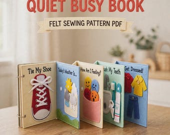 Patrón de libro de fieltro en PDF, 5 páginas para niños pequeños con instrucciones de costura