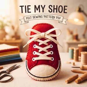Quiet Book PDF Pattern - Tie My Shoe Busy Book Page, Montessori Felt Toddler Learning Toy Template, Printable Sewing Guide