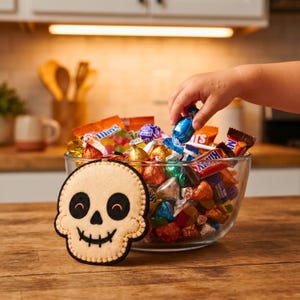 Happy Skull Sewing Pattern PDF | Felt Halloween Skull Ornament Pattern, DIY Cute Skeleton Plush Spooky Decor Tutorial