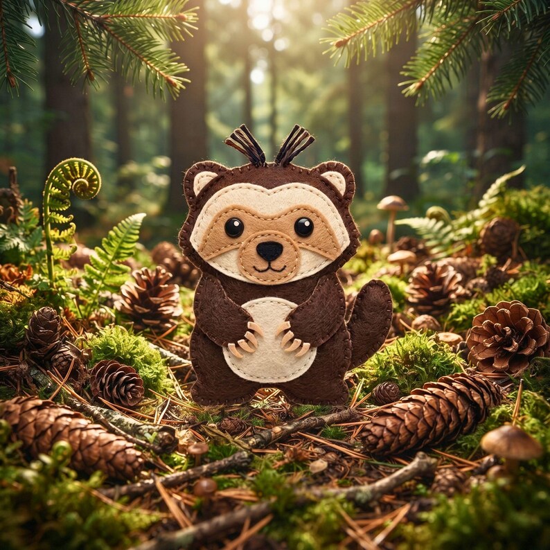 Wolverine Sewing Pattern PDF, Felt Animal Ornament, Woodland Pattern, Hand Sewing