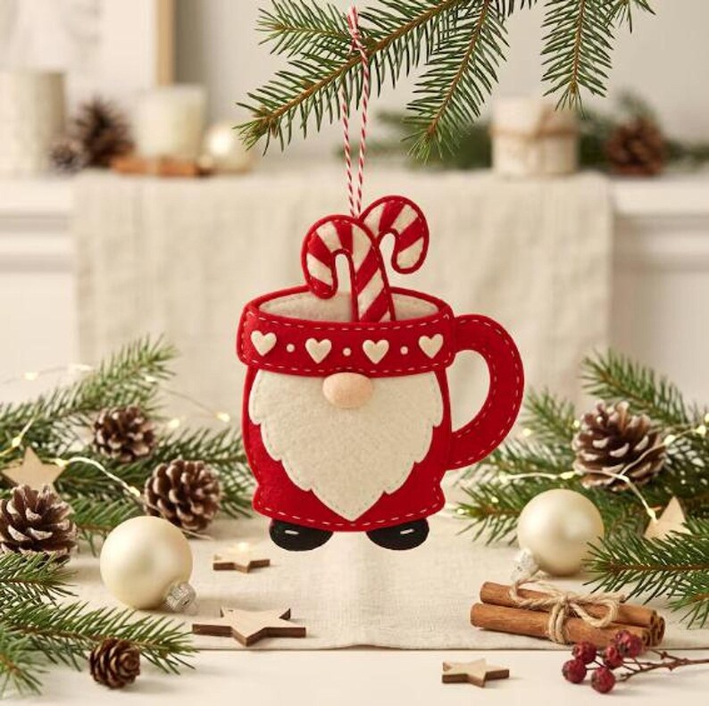gnome pattern bundle, christmas gnome pdf, strawberry tomte, gnome mug pattern, felt stocking diy, tomte sewing pattern, tree ornament diy, felt christmas diy, 4 ornament set pdf, beginner sewing, scandi christmas, gnome lover gift, holiday decor set