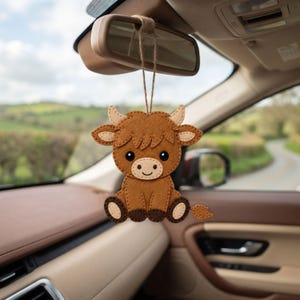 Highland Cow felt ornament pattern showing small detailed sewing pieces
