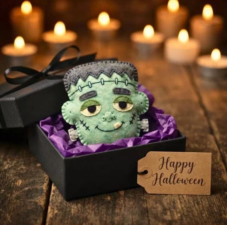 Halloween Characters Pattern Bundle PDF | 6 Felt Sewing Patterns, Frankenstein Vampire Skull Pumpkin DIY Ornament Set