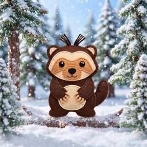 Wolverine Sewing Pattern PDF, Felt Animal Ornament, Woodland Pattern, Hand Sewing