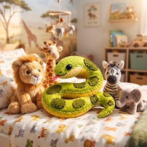 Felt Snake Sewing Pattern PDF, Python Ornament, Reptile Felt Pattern, Hand Sewing, Nursery Decor