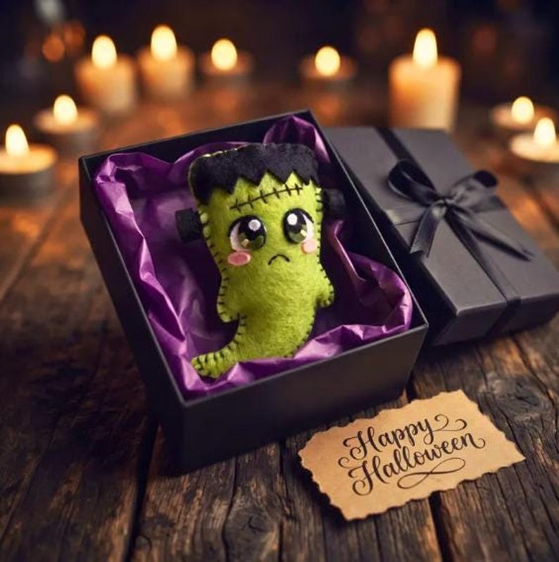 Halloween Characters Pattern Bundle PDF | 6 Felt Sewing Patterns, Frankenstein Vampire Skull Pumpkin DIY Ornament Set