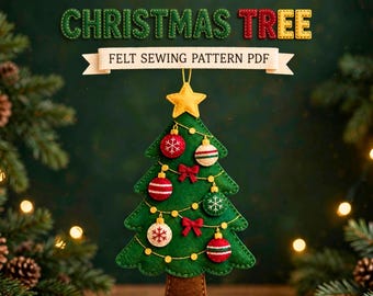 Patrón PDF de adorno de árbol escalonado, costura de fieltro navideño, decoración de bola