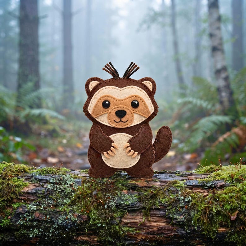 Wolverine Sewing Pattern PDF, Felt Animal Ornament, Woodland Pattern, Hand Sewing