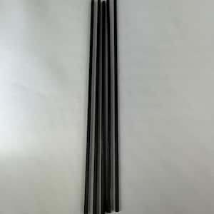 May include: A set of five thin, straight, black cylindrical rods arranged vertically in a parallel formation. Each rod features a uniform dark matte finish and a consistent diameter from top to bottom, presenting a simple and linear structure.
