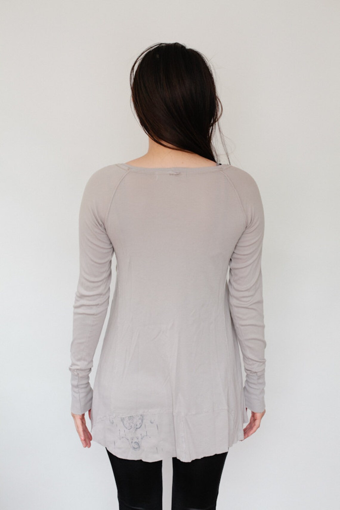 Silk Screen Long Sleeve Tee W/ Cashmere Appliqué - Etsy