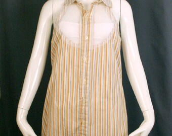 Vintage Remake Sleeveless Shirt - Orange Stripes