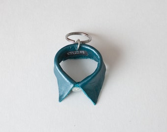 Leather Keychain - Blue Green