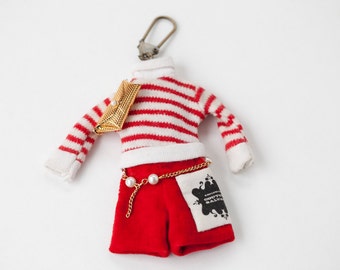 Vintage Remake Doll Clothing Keychain - Red