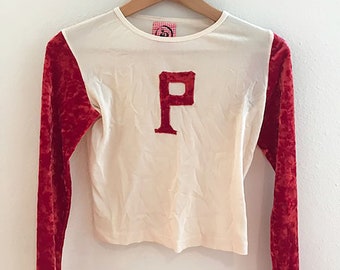 Vintage Remake Stitched "P" Letter Long Sleeve Tee