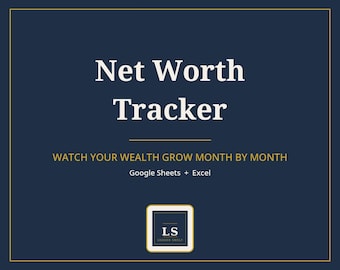 Net Worth Tracker Spreadsheet, Net Worth Calculator for Google Sheets and Excel, Wealth Dashboard, Digital Download