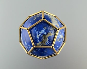 Lapis Lazuli Sphere in Gold Filled Dodacahedron