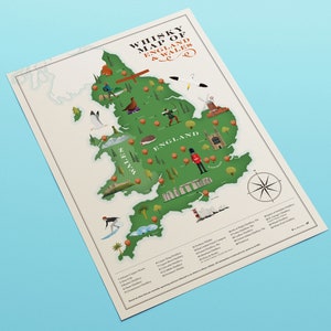 Mapa del whisky de Inglaterra y Gales (impresión A3)