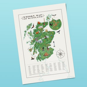 Carte des whiskies d'Écosse (50 x 70 cm)