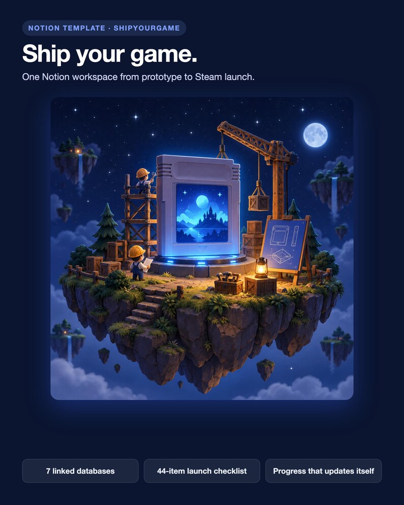 Indie Game Dev Notion Template | Steam Launch Checklist, Milestones, Bug Tracker (Digital Download) image 2