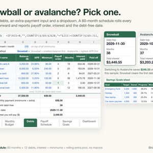 Budget Spreadsheet & Debt Payoff Tracker | Monthly Budget Planner, Debt Snowball Avalanche Calculator, Savings Goals | Excel Google Sheets image 3