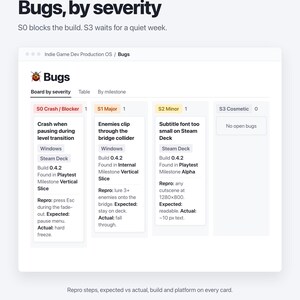 Indie Game Dev Notion Template | Steam Launch Checklist, Milestones, Bug Tracker (Digital Download) image 5