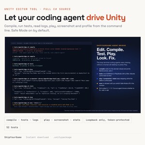 Unity Agent Bridge: Terminal Coding Control for Unity Editor (C# Source) image 1