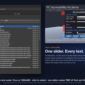 Unity 6 PC Accessibility Kit: Colorblind Filters, Text Scaling, Subtitles (C# Source) image 4