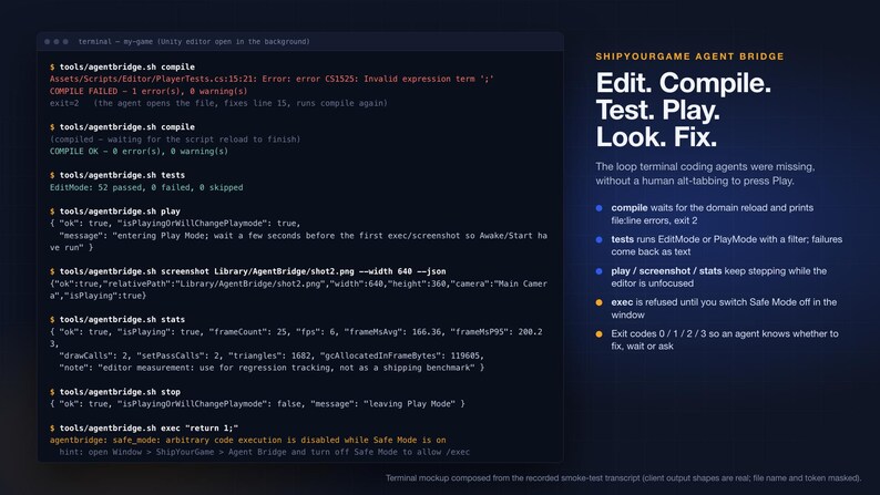 Unity Agent Bridge: Terminal Coding Control for Unity Editor (C# Source) image 2