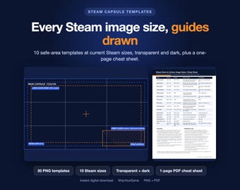 Steam-Kapselvorlagen | 10 Größen, Sicherheitszonen, Kurzanleitung (Digitaler Download)