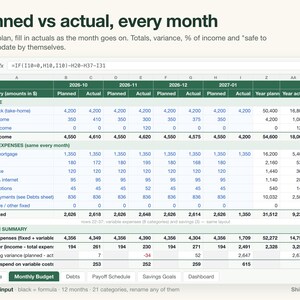 Budget Spreadsheet & Debt Payoff Tracker | Monthly Budget Planner, Debt Snowball Avalanche Calculator, Savings Goals | Excel Google Sheets image 2