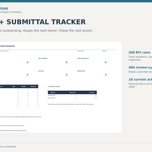 Excel-spreadsheet voor het bijhouden van RFI-aanvragen in de bouwsector, inclusief deadlines (digitale download).