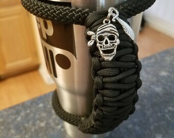 RTIC Tumbler with Handle in Black with Pirate and sword PLUS Jeep Grill Sticker