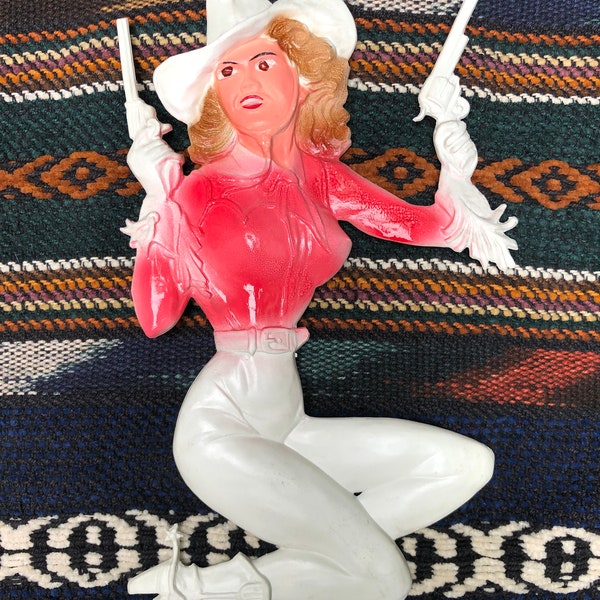 Tall Pin up cowgirl western cowboy sheriff vintage decoration