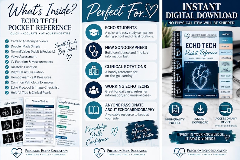 Echo Tech Pocket Reference | Studiehandledning för ekokardiografi | Snabbreferens för hjärtsonografi | Digital PDF-nedladdning bild 2