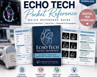 Guide de poche Echo Tech | Guide d'étude en échocardiographie | Aide-mémoire en échographie cardiaque | Téléchargement PDF