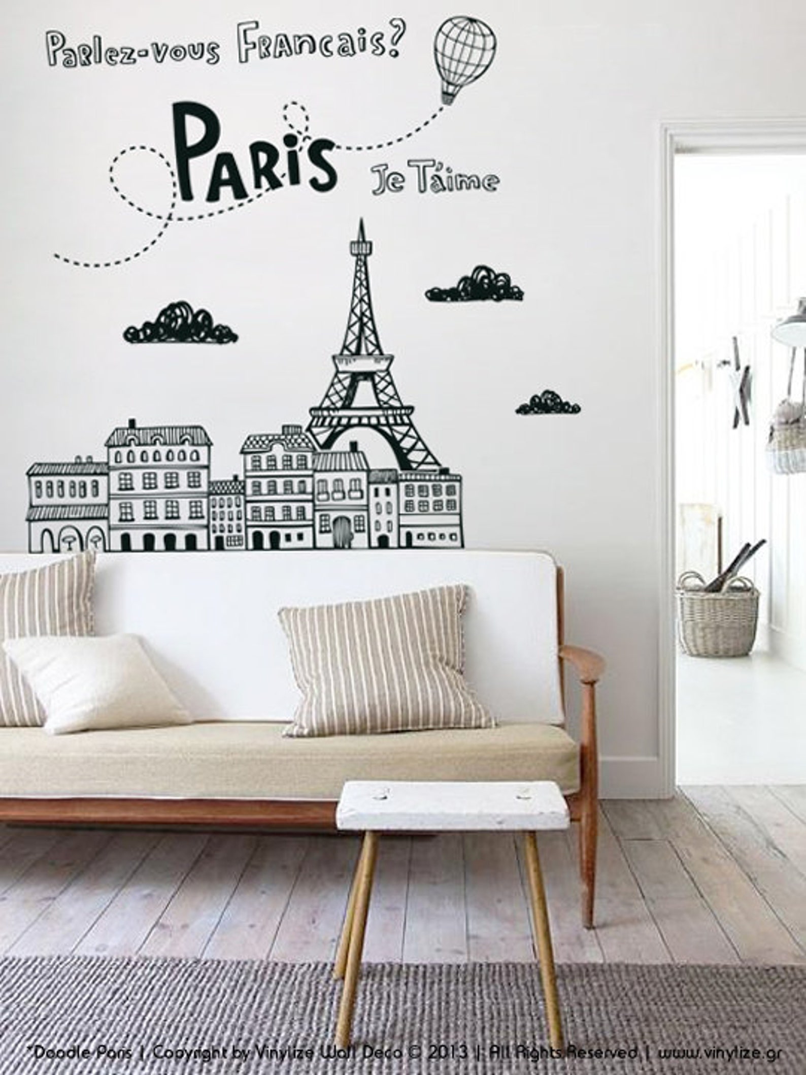 Doodle Paris Wall Sticker Vinyl Wall Sticker Etsy
